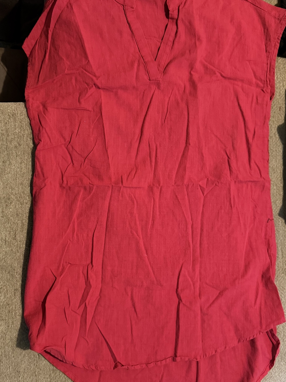 SHEIN Bright Red V-Neck Sleeveless Tunic Top Large